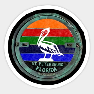 St Pete FL Manhole Cover Flag Colors Sticker